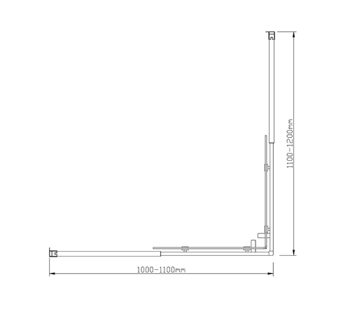 Adjustable 1100x1200mm Sliding Door Glass Shower Screen with Shower Handle Style 2 - Black