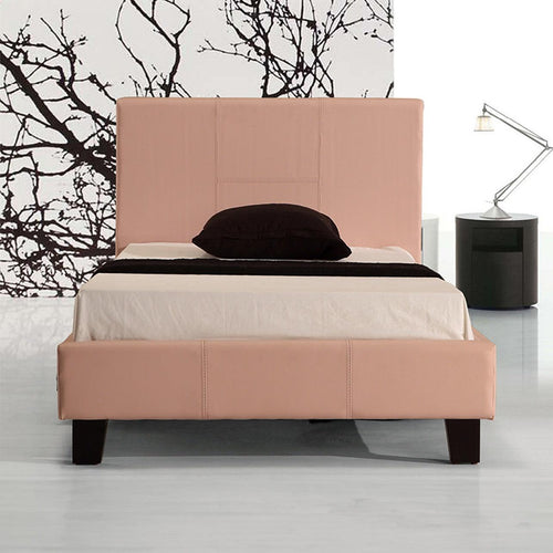 Single Bed Frame Pink PU Leather
