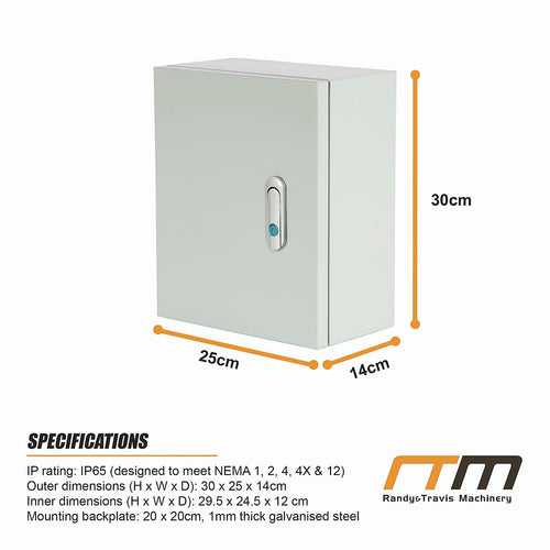 300x250x140mm Carbon Steel Electrical Enclosure Box IP65 Wall Mounted