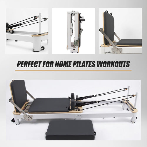 Folding Pilates Reformer Machine – Compact Home Workout Bed for Full-Body Strength & Fitness Training