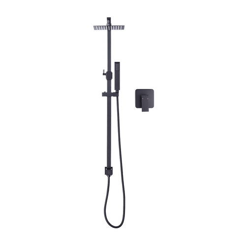 WELS 8" Rain Shower Head Set Square Dual Heads Faucet High Pressure With Mixer