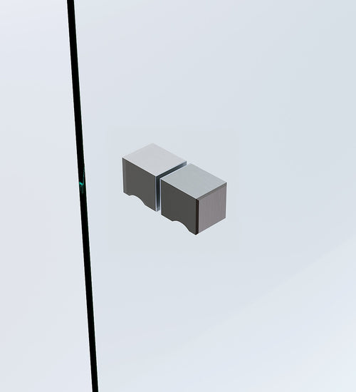 120x110cm Corner Frameless Shower Screen with Gunmetal Wall & Floor F-Brackets and Brass Hinges, Square Knob Handle