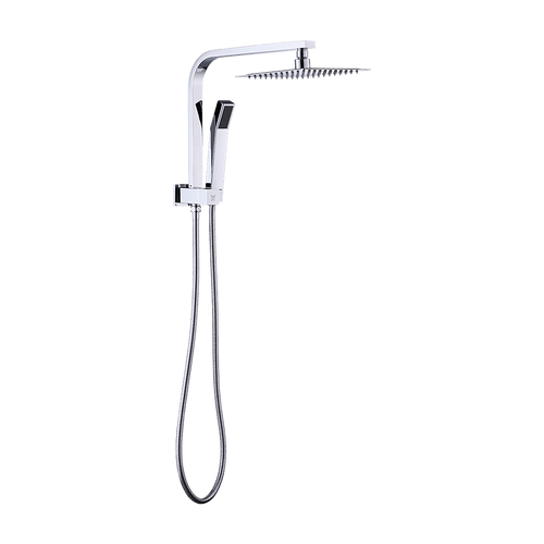 WELS 8" Rain Shower Head Set Square Dual Heads Faucet High Pressure Hand Held