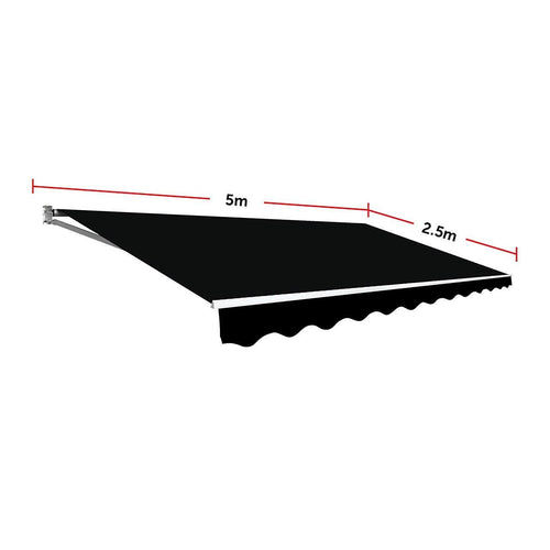 Outdoor Awning Black - 5x2.5m Retractable Sunshade