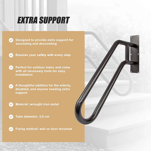 Handrail Steps Railing Outdoor Indoor Metal Rail
