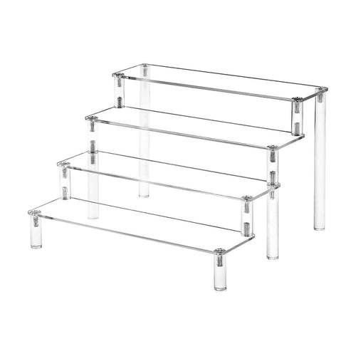 4 Tier Acrylic Display Riser Stand Clear Perfume Organiser Shelf for Cupcakes, Figures, Collectibles & Retail Displays