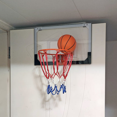Indoor Mini Basketball Hoop Set – Door-Mounted Backboard Kit with Durable Ring & Mini Ball for Home Play