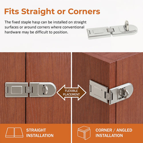 Security Lock Hardened Steel Fixed Staple Hasp 6-1/4 in. L