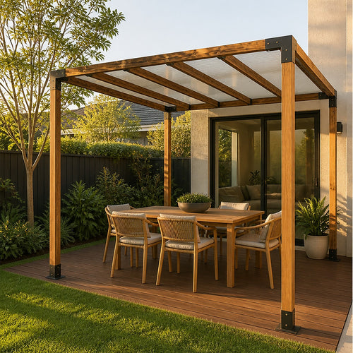 DIY Pergola Kit – Single with Top Rafters Set with Brackets