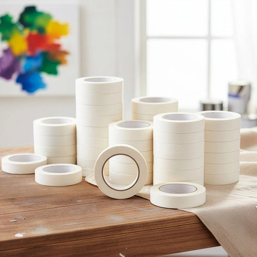 72 x White Masking Tape Rolls – 24mm x 50m Painters Adhesive Tape for Clean Paint Lines