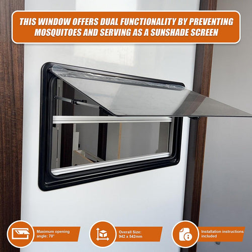 RV Caravan Camper Van Hinged Push Out Window Motorhome Exit Window 900mm x 500mm