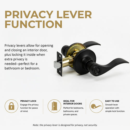 Door Handle Set Lever – Privacy Function with Wave-style Black Design and Functional Style