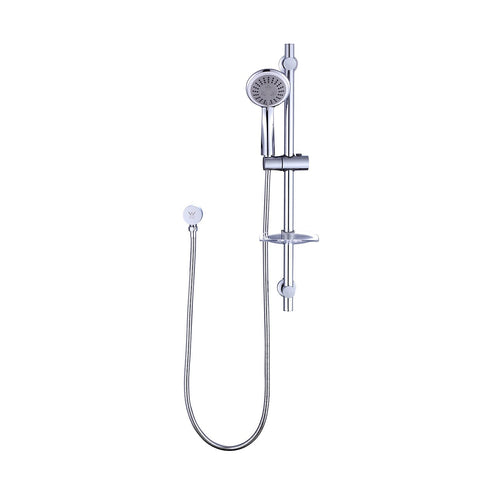 Chrome Hand Held Shower Rail Set with Soap Dish – Modern Bathroom Fixture