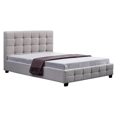 Double Beige Linen Fabric Deluxe Bed Frame