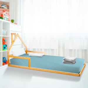 Pine Floor Bed House Frame in Wood for Kids and Toddlers - Single