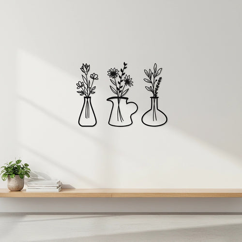 Metal Iron Flower Vase Wall Art Decoration