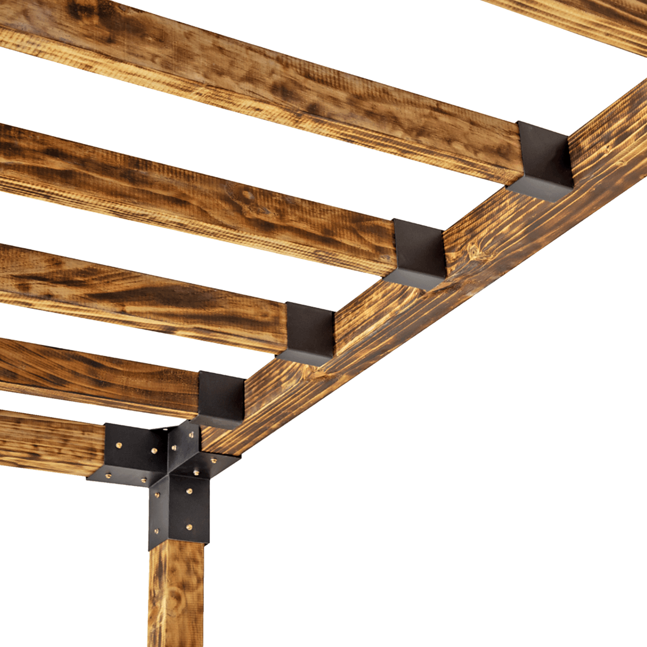 Pergola Kit with Matte Black Steel Brackets – Single with Top Rafters ...