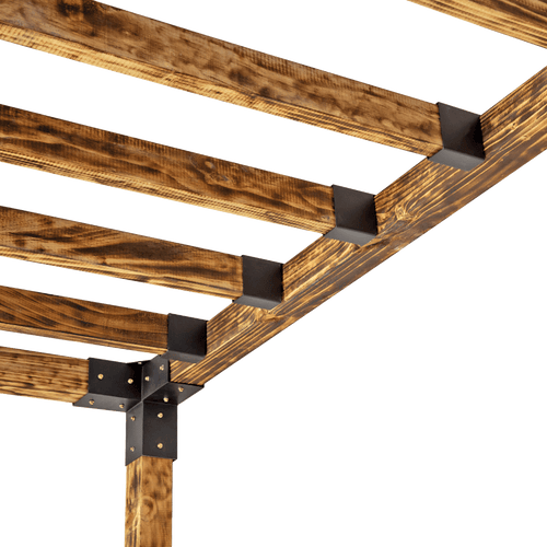 Roof Pergola Gazebo Shed Matte Black Steel Single with Top Rafters Brackets DIY Kits