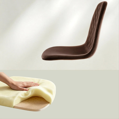 Dining Chair Set of 4 Faux Suede Upholstered Metal Legs Padded Kitchen Dining Chairs Suede Brown