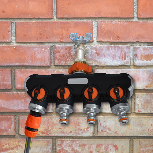 4 Way Hose Splitter Tap Water Garden Irrigation Distributor Valve