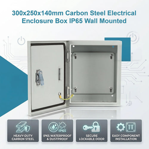 300x250x140mm Carbon Steel Electrical Enclosure Box IP65 Wall Mounted