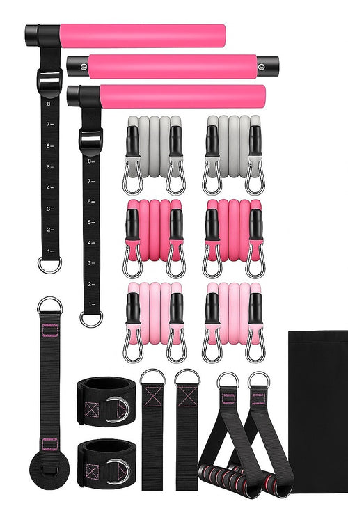 14pc Pilates Bar Kit with Resistance Bands & Belt – Multifunctional Fitness Pedal Puller for Home Workout