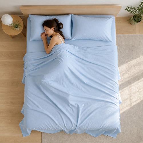 Queen 4 Piece Microfiber Sheet Set Deep Pocket Light Blue
