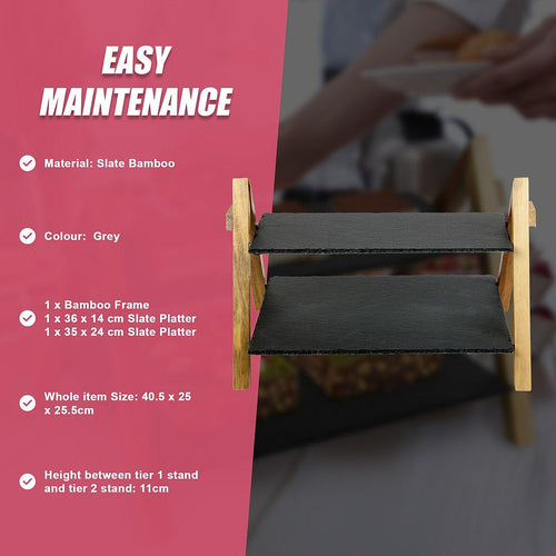 Party 2 Tier Cake Stand Slate Wedding Tiered Serving Stand Afternoon Tea