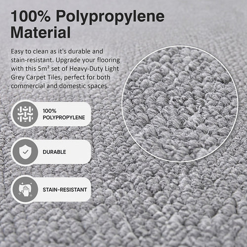 5m² Light Grey Carpet Tiles Set – Commercial & Home Flooring for Office, Retail & Living Areas