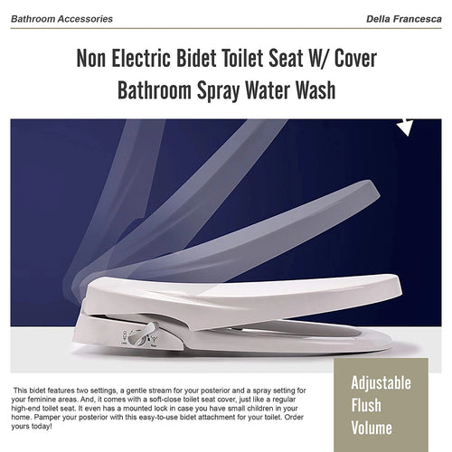 Non Electric Bidet Toilet Seat W/ Cover Bathroom Spray Water Wash