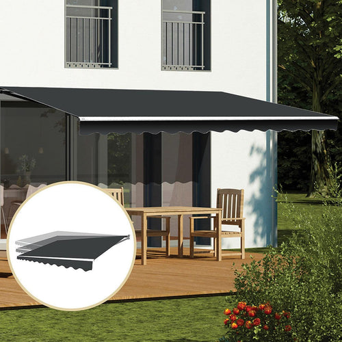 Automatic Retractable Awning 4x2.5m - Grey Outdoor Wall Sunshade
