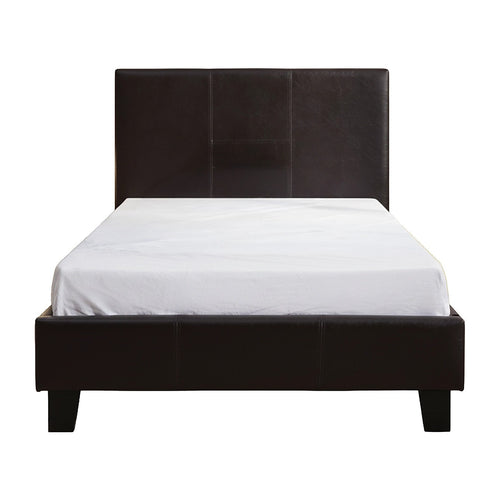 Single Size Bed Frame with Headboard – Brown PU Leather