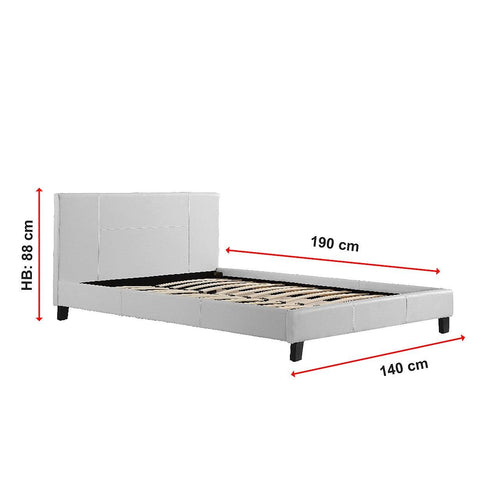 Double Bed Frame White PU Leather