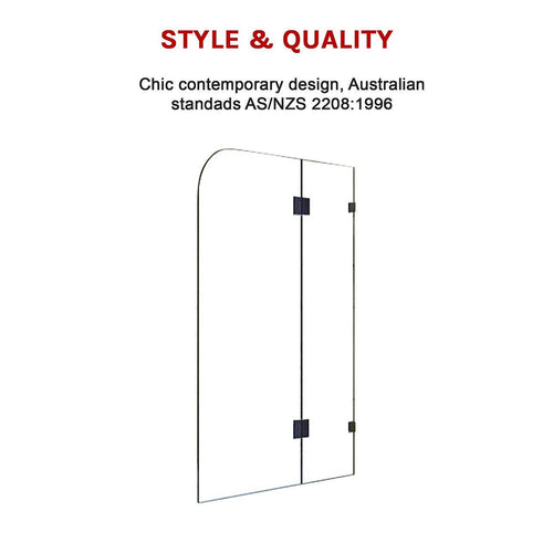 Frameless Glass Bath Screen 90 x 145cm Hardware: BLACK