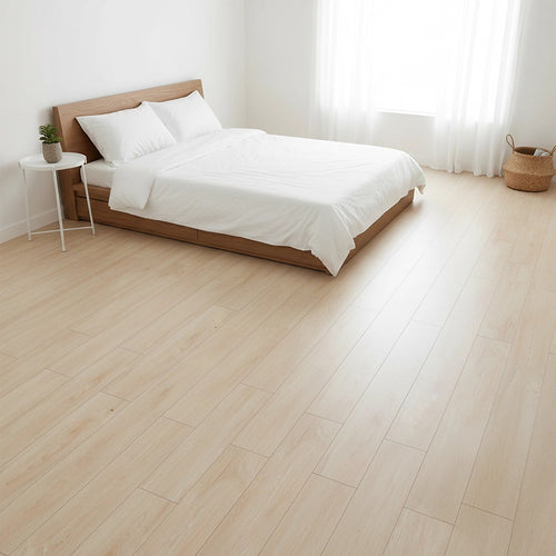 Vinyl Floor Tiles Wood Grain Light Walnut Look  – 16 Pack Peel & Stick Flooring