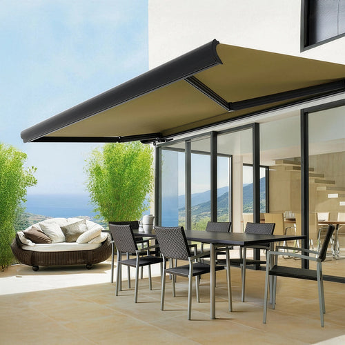 Heavy Duty Full Cassette Retractable Awning: Motorised 4x3m Beige Sunshade