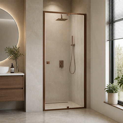Semi-Frameless Shower Screen – Dust Brown, Front: (74~82)x195cm, No Side Return