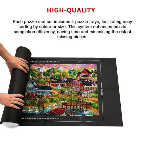1500pc Jigsaw Puzzle Mat – Roll-Up Fabric Puzzle Saver with Storage Strap