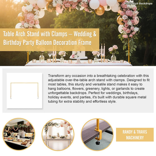 Table Balloon Arch Stand with Clamps – Party Decoration Frame for Weddings & Birthdays