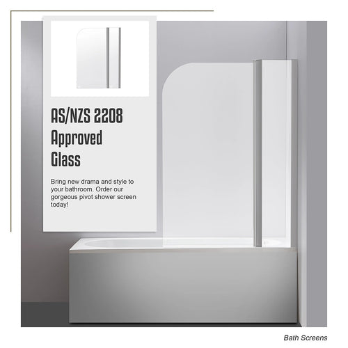 180° CHROME Pivot Door 6mm Safety Glass Bath Shower Screen By Della Francesca - 120 x 140cm