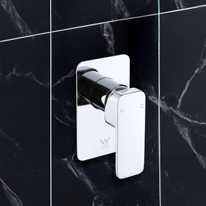 Single Square Shower Bath Mixer Tap Bathroom WATERMARK Approved - Chrome