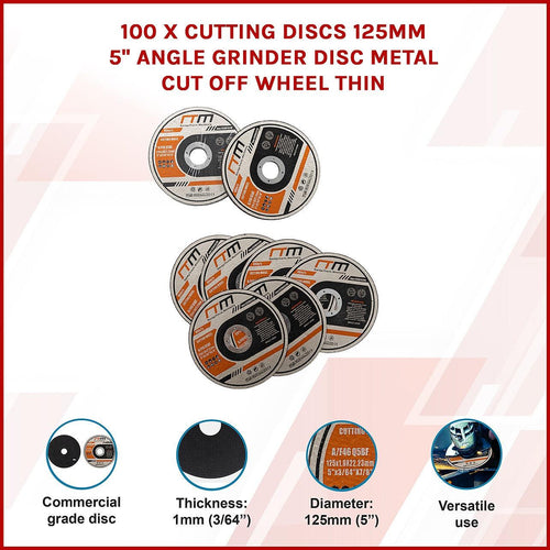 100 x Cutting Discs 125mm 5" Angle Grinder Disc Metal Cut Off Wheel Thin
