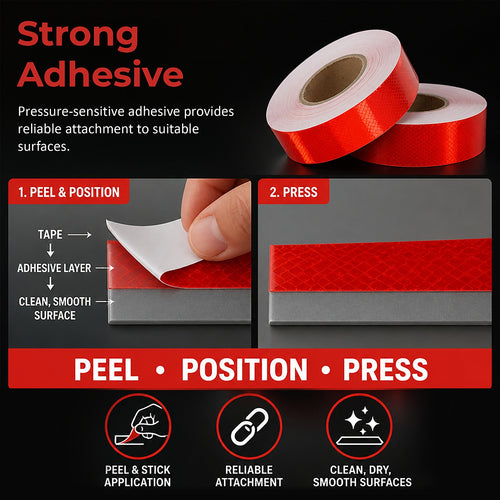 Hi Vis Reflective Tape 2 Pack 50mm x 50m Adhesive Red