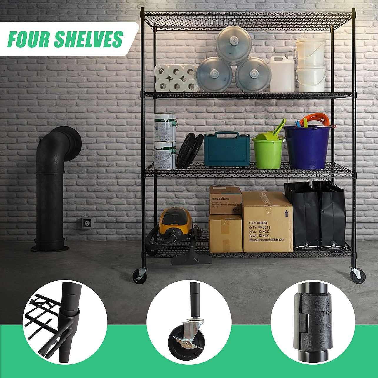 Modular Wire Storage Shelf 1500 x 600 x 1800mm Steel Shelving - Baking ...