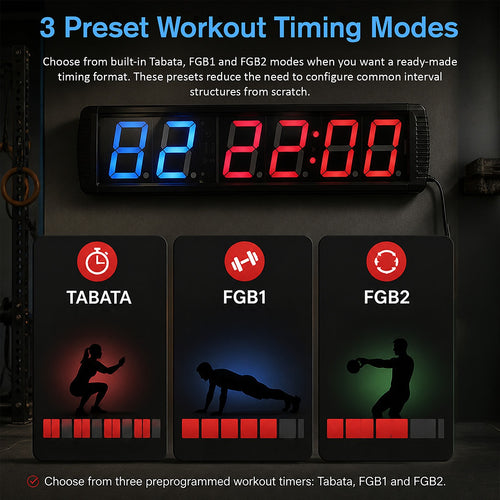 Gym Timer Clock with 6-Digit LED Display and Interval Modes