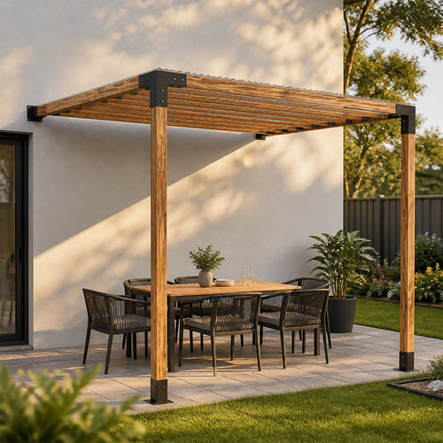 DIY Pergola Kit – Single Wall with Top Rafters Set with Brackets