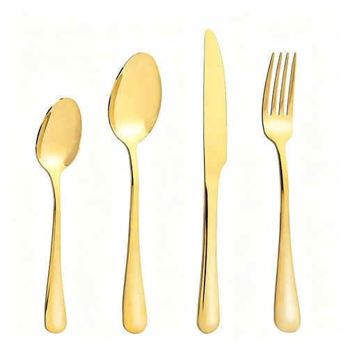 24 Piece Gold Cutlery Set Stainless Steel Dinnerware