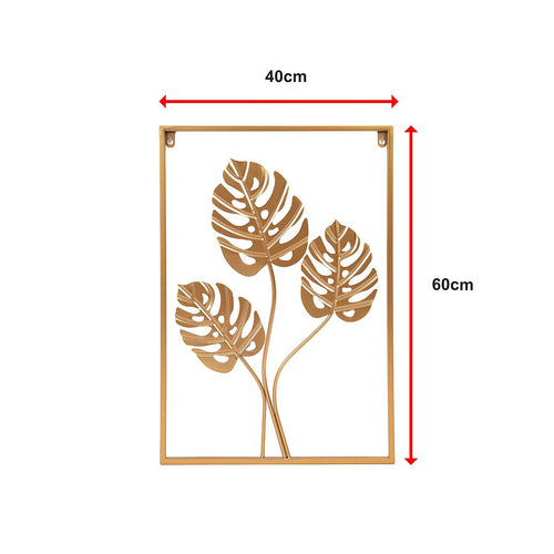 Metal Wall Picture with Leaves 40 x 60 cm Golden Decoration