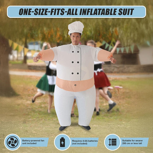 Chef Fancy Dress Inflatable Suit -Fan Operated Costume