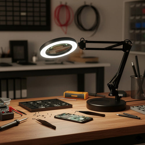 10X Magnifying Glass Desk Light Magnifier LED Lamp Reading Lamp With Base